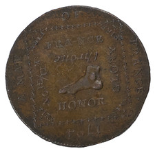 1794 Hampshire Emsworth Admiral Earl Howe Map France Foot Halfpenny Conder Token picture