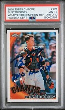 Buster Posey Signed 2010 Topps Topps Chrome Refractor #221 PSA MT 9 10 Auto picture