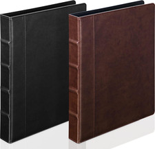 2 Pcs Vintage Leather 3-Ring Binder Organizer Holds 200 Sheets with Pockets picture
