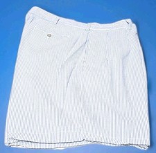 BERLE-Mens Blue/Wht Seersucker Stripe, Mens Pleated, Casual TYLER Shorts-(40) picture