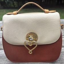 Moschino Vintage RARE Colorblock Top Handle Satchel Cream/Red purse  picture