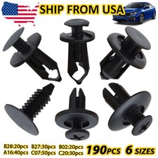 190PCS Car Retainer Auto Fasteners Push Trim Plastic Clips Pin Rivet Bumper Kit picture