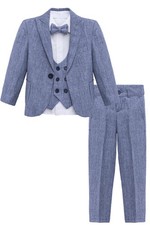 Lilax Boys Formal Slim Fit Suit Set Outfit Dresswear Suit Set (10, Navy) picture