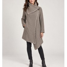 Garnet Hill Asymmetrical Boiled Wool Blanket Wrap Coat Lagenlook Art to Wear picture