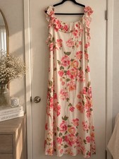 Sugarlips Floral Maxi Dress Size 3X Ivory Pink Ruffle Off Shoulder picture