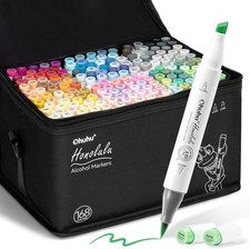 Ohuhu Alcohol Markers 168-color Double Tipped Brush & Chisel- Refillable Markers picture