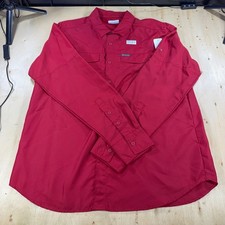 Columbia PFG Mens Large Red Long Sleeve Vented Fishing Shirt Button Down picture