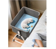 Height Adjustable Bedside Dog Bed w/ Wheels, Fabric, Small French Bulldog picture