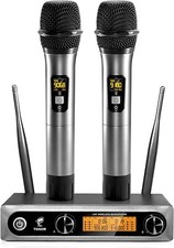 TONOR Wireless UHF Mic System Dual Cordless Dynamic Handheld Microphone Station picture