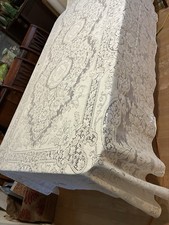 Vtg Quaker Lace Tablecloth Tiffany 70x144 Banquet Oblong White Open Box NOS picture