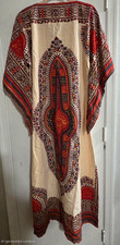 Vtg 70s African Dashiki Kaftan Maxi Dress Authentic Boho Tribal Festival Caftan picture