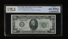 DBR 1934-B $20 FRN Chicago Vinson Gem Fr. 2056-G PCGS-B 65 PPQ Serial G15906652B picture