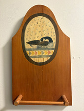 Vintage Handmade Folk Art Goose Towel Holder – Primitive Country Decor picture