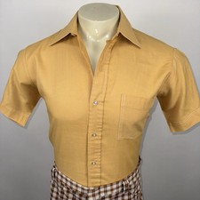 Vintage 60s Braidburn Shirt Tapered Rockabilly MCM Rat Pack Brown Mens Medium picture