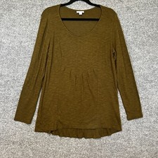 J.Jill Shirt Womens Medium Green Long Sleeve Tshirt Relaxed Fit Boho Casual picture