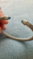 David Yurman Women's Cable Classic Bracelet with Blue Topaz and Diamonds Medium picture