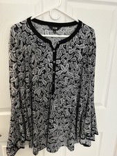 Slim Factor By Investments Black Paisley Tunic Top Size 1X picture