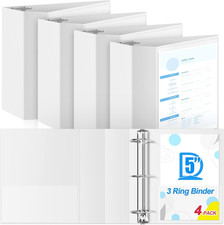 Henoyso 4 Pack 5 Inch D-Ring 3 Ring Binders with Clear Pocket, Heavy Duty Large picture