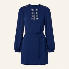 Diane von Furstenberg Embellished Blue Mini Dress | Size 4 picture