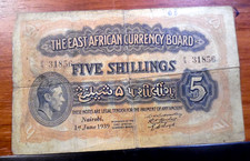  1939 5 SHILLINGS EAST AFRICAN CURRENCE BOARD BANKNOTE PORTRAIT KING GEORGE Vl picture