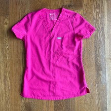 FIGS Pink Solid Medical Scrub Top XXS picture