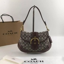 Coach CJ814 Soho Bag Signature Jacquard Maple Brown Shoulder Handbag Outlet picture