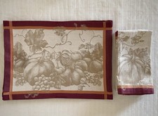 Williams Sonoma Jacquard Placemat & Napkin Set Of 12 Fall Pumpkin NEW/Rare picture