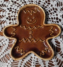 VTG Hull Pottery Brown Drip Gingerbread Man Cookie Plate Platter Tray Circa 70s picture