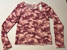 Justice Pink Camo Waffle Top Shirt Long Sleeve Girls Youth SZ 14 PL NEW picture