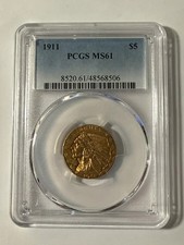 🔥1911 $5 Indian Head Gold Half Eagle PCGS MS61 – Philadelphia – Pre-1933 Gold💰 picture