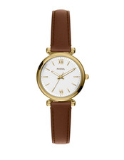 Fossil Carlie Quartz Brown/White Dial 28mm Leather Strap Women's Watch ES5464 picture
