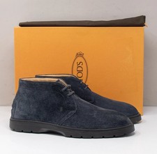 Tod's Gomma Navy Blue Suede Ibrido Chukka Desert Boots, Size 7 UK (8 US) picture