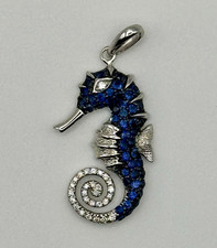 Na Hoku 14K White Gold Sapphire Diamond Pave’ Seahorse Pendant picture