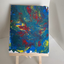 Abstract Painting on Canvas Blue Red Yellow Green Unframed Single Piece picture