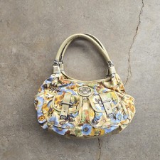 Vintage Kathy Van Zeeland Y2K Floral buckle satin Hobo Bag Crown Logo picture