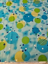 Vintage Alexander Henry Fabric 1 Yard Summer Dots 1999 Blue Green picture
