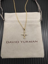 Gift Gold Diamond Small Modern CrossDavdYuRrmanPendant Necklace with Pouch picture