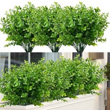 8 Bundles Outdoor Artificial Boxwood UV Resistant Fake Stems Plants, Faux Plasti picture
