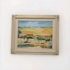 Vintage Impressionist Rural Landscape Oil Painting Original Signed Framed 1983 picture