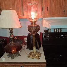 Antique Late 19th Century (Electrified) Victorian Cherub Banquet Kamp 1889-1895 picture
