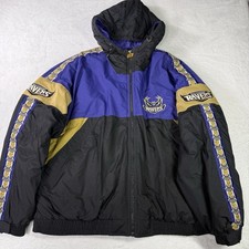 Vintage Baltimore Ravens Jacket Men’s 2XL Purple 90s Game Day NFL Coat Hooded picture