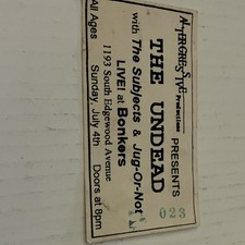 VINTAGE THE UNDEAD Concert Ticket Stub Misfits Bobby Steele Horror Punk Bonkers picture