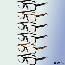Mens Womens Reading Glasses 6 PACK Square Frame Readers Unisex Style Specs NEW picture