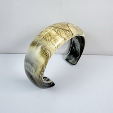 RARE Vintage HALSTON Signed Acrylic Lucite Swirl Cuff Bracelet Earth Tone picture