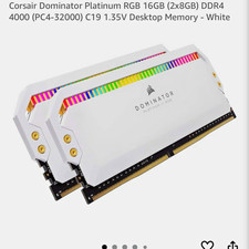 Corsair Dominator Platinum RGB 32GB (4x8GB) DDR4-4000 White picture