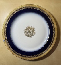 Antique J Pouyat Limoges France 8.5” Cobalt & Gold Cabinet Plate Medallion *Chip picture
