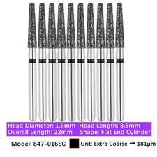 Vakker 10pc Dental Flat End Taper FG Diamond Bur 847-016SC Super Coarse Grit picture