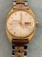 Vintage Endura Day/Date Hand-Wind Swiss Watch -- Watch Runs,Day /Date Work -READ picture