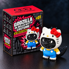 Godzilla in Hello Kitty Costume 3D Printed Figure with Box - Kaiju Sanrio Mashup picture