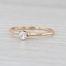 Antique 0.14ct Round Diamond Solitaire Engagement Ring 14k Yellow Gold Size 9 picture